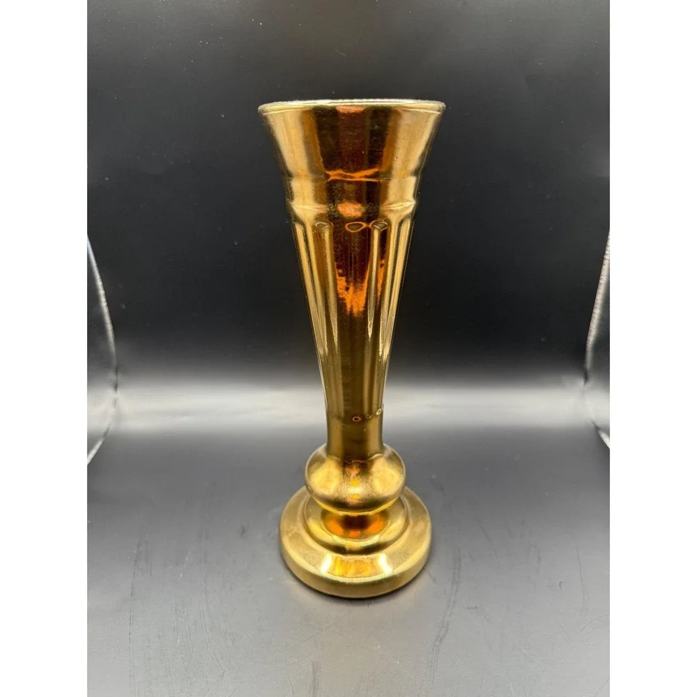 Haeger Pottery USA Gold Vase,‎ 22 Karat Gold Accent, Home Decor Bud Vase Vintage